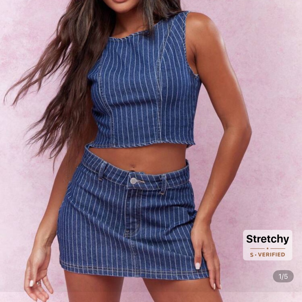 Missguided Blue Striped Two-Piece Set